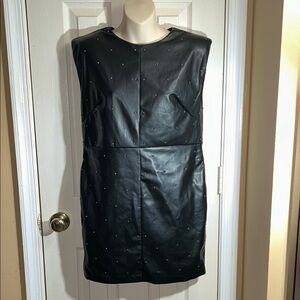 Express Faux Leather Black Embellished Studded Mini Pencil Dress